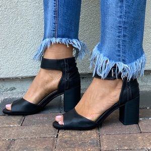 Ankle Strap Corset Back Lace Block Heel Sandal